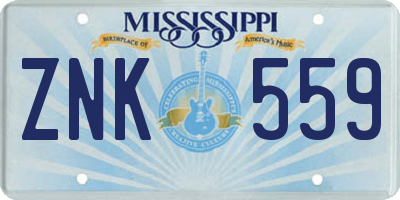 MS license plate ZNK559