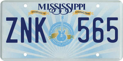 MS license plate ZNK565