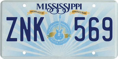 MS license plate ZNK569
