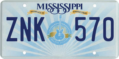 MS license plate ZNK570