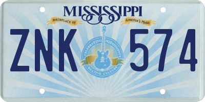 MS license plate ZNK574