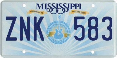 MS license plate ZNK583