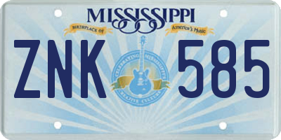 MS license plate ZNK585