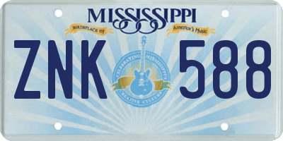 MS license plate ZNK588