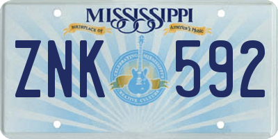 MS license plate ZNK592