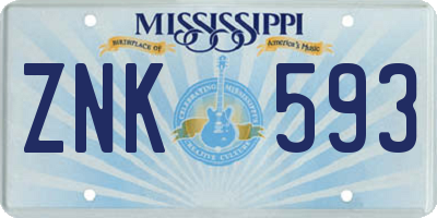 MS license plate ZNK593
