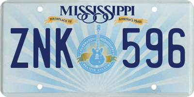 MS license plate ZNK596