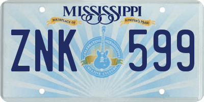 MS license plate ZNK599