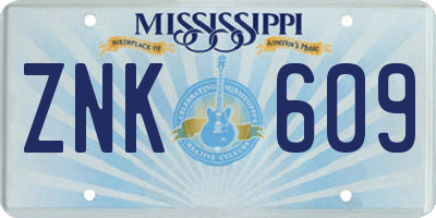 MS license plate ZNK609