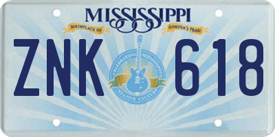 MS license plate ZNK618