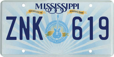 MS license plate ZNK619