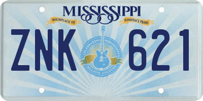 MS license plate ZNK621