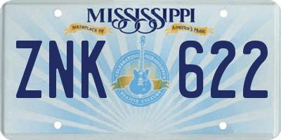 MS license plate ZNK622