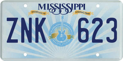MS license plate ZNK623