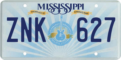 MS license plate ZNK627