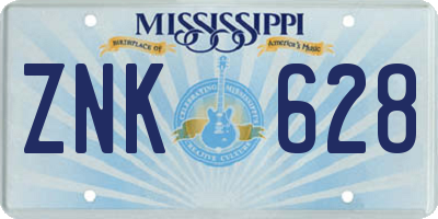 MS license plate ZNK628
