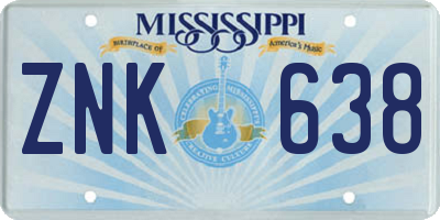 MS license plate ZNK638