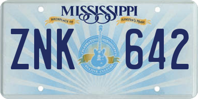 MS license plate ZNK642