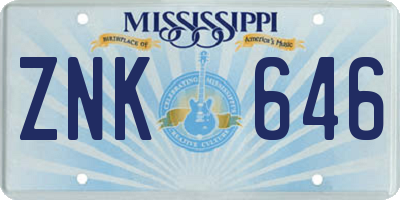 MS license plate ZNK646