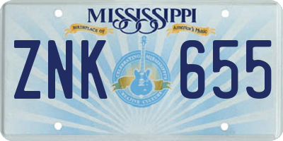 MS license plate ZNK655