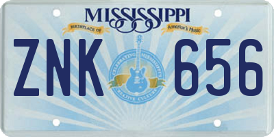 MS license plate ZNK656