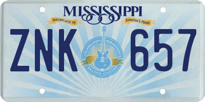 MS license plate ZNK657