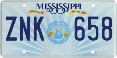 MS license plate ZNK658
