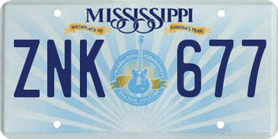 MS license plate ZNK677