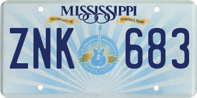 MS license plate ZNK683