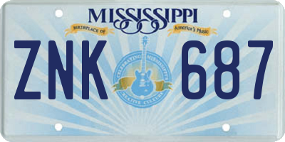 MS license plate ZNK687