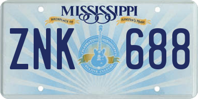 MS license plate ZNK688