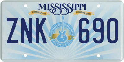 MS license plate ZNK690
