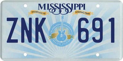 MS license plate ZNK691