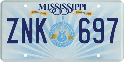 MS license plate ZNK697