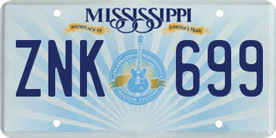 MS license plate ZNK699
