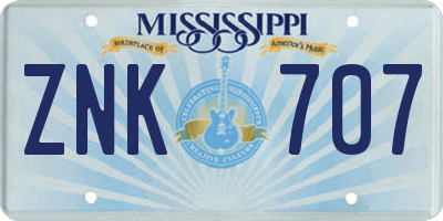 MS license plate ZNK707