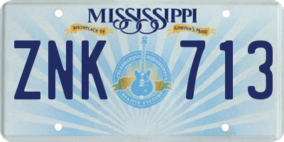 MS license plate ZNK713