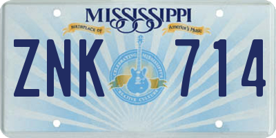 MS license plate ZNK714