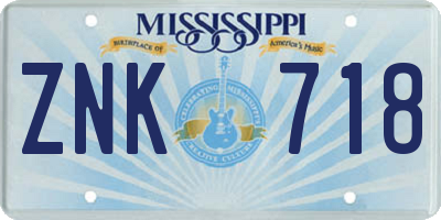 MS license plate ZNK718