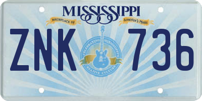 MS license plate ZNK736