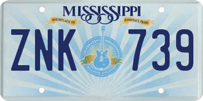 MS license plate ZNK739