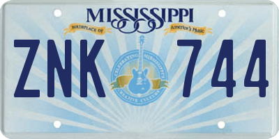 MS license plate ZNK744