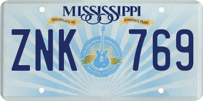 MS license plate ZNK769