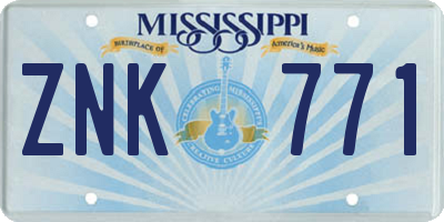 MS license plate ZNK771