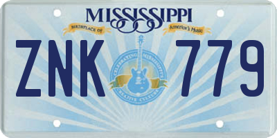 MS license plate ZNK779