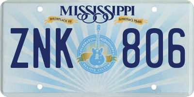 MS license plate ZNK806