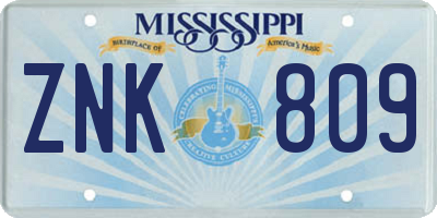 MS license plate ZNK809