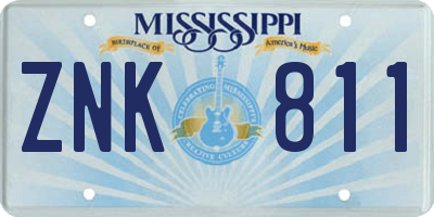 MS license plate ZNK811