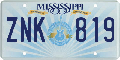 MS license plate ZNK819