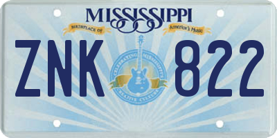 MS license plate ZNK822